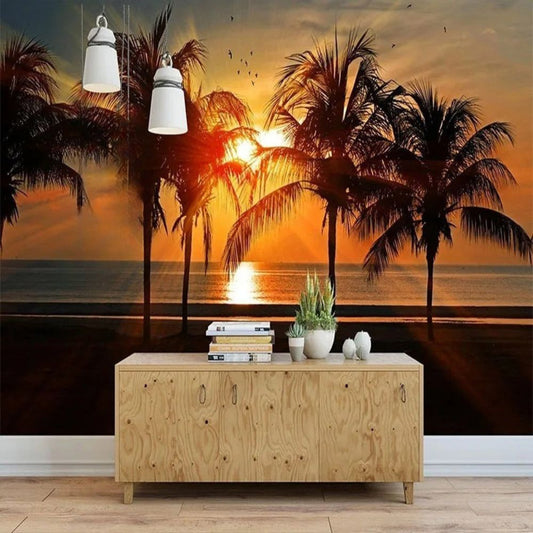 Papier Peint Coucher de Soleil Palmier