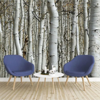 Papier Peint Forêt de Bouleau panoramique tapisserie