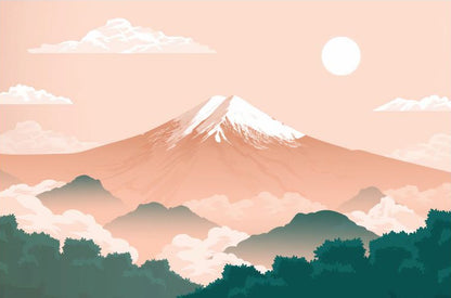 Papier Peint Japonais Rose motif panoramique decoration murale