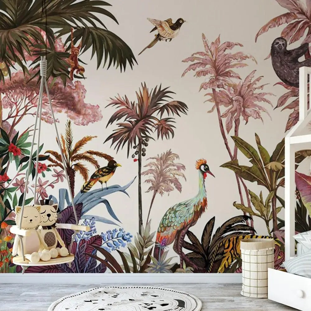 Papier Peint Jungle Rose
