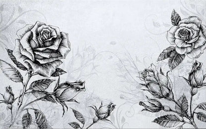 Papier Peint Noir Et Blanc Fleur motif panoramique