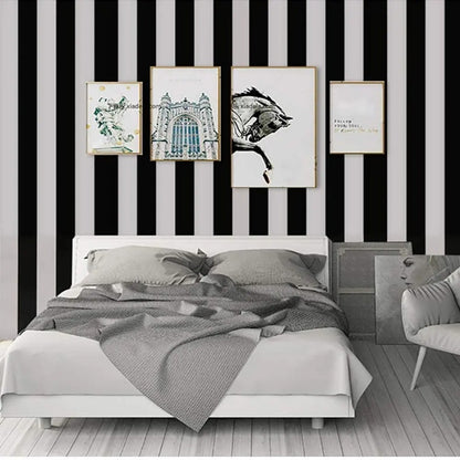 Papier Peint Rayé Noir Et Blanc