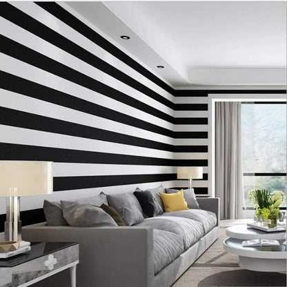 Papier Peint Rayé Noir Et Blanc