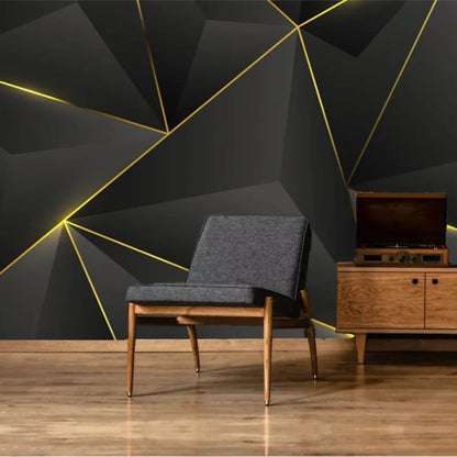 Papier peint 3d noir et or deco mural