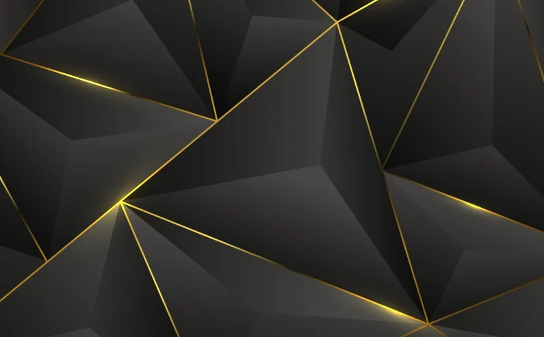 Papier peint 3d noir et or motif