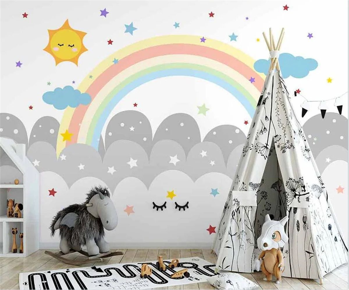 Papier peint arc en ciel nuage photo chambre