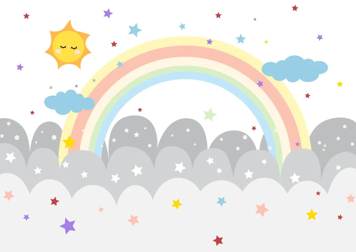 Papier peint arc en ciel nuage