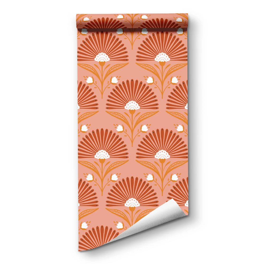 Papier peint art déco terracotta motif
