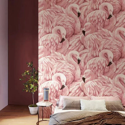 Papier peint avec flamant rose