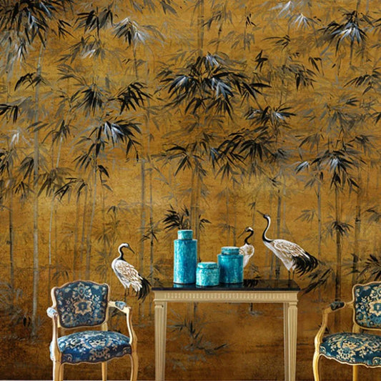 Papier peint bambou jaune