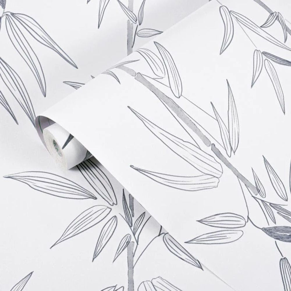 Papier peint bambou noir et blanc motif