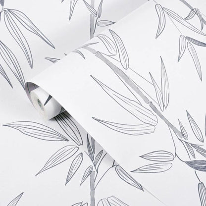 Papier peint bambou noir et blanc motif