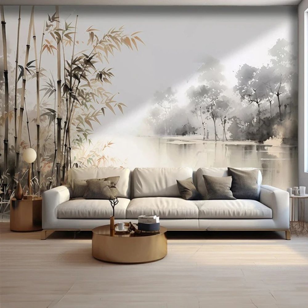 Papier peint bambou panoramique deco mural