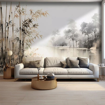 Papier peint bambou panoramique deco mural
