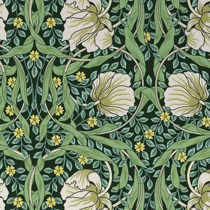 Papier peint botanique anglais William Morris feuillage vert motif