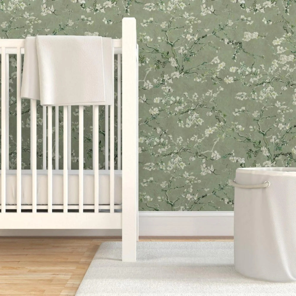 Papier peint chambre vert sauge Deco salon