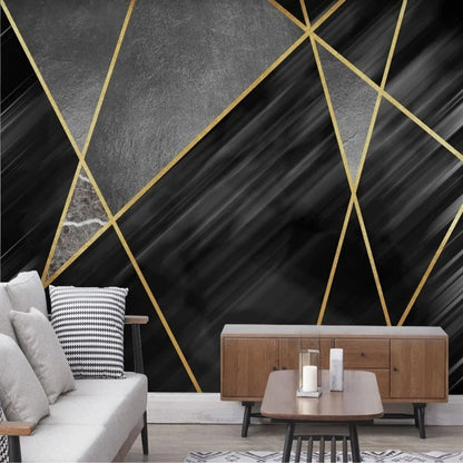 Papier peint design noir et or deco mural