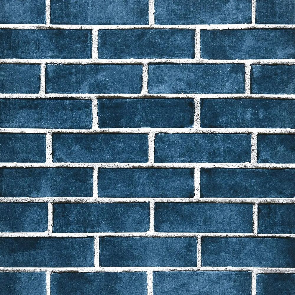 Papier peint brique bleu
