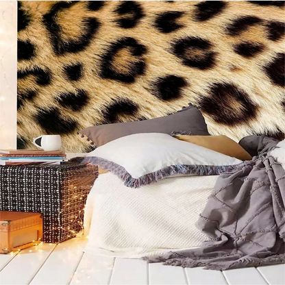 Papier peint effet pelage réaliste léopard chambre