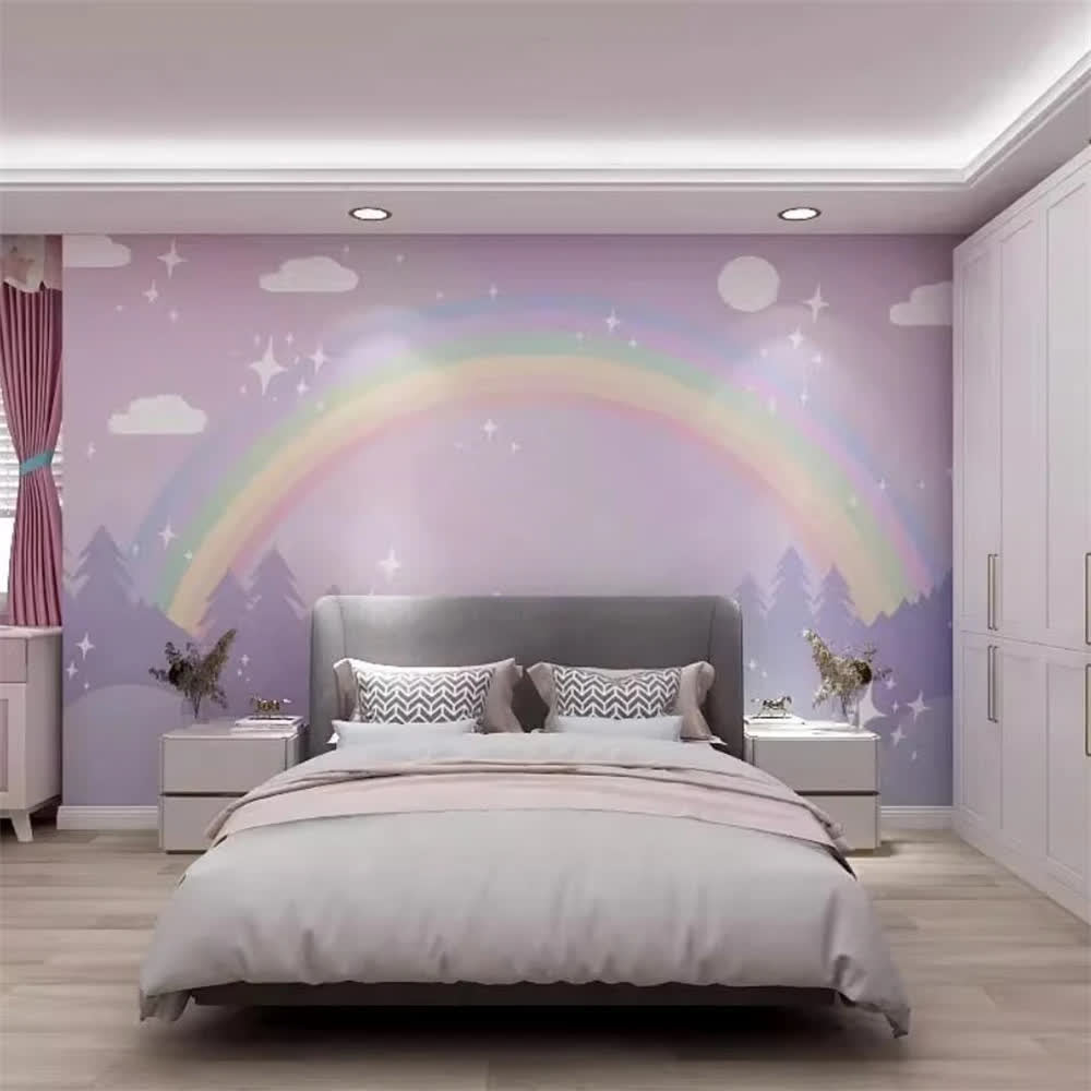 Papier peint enfant arc en ciel