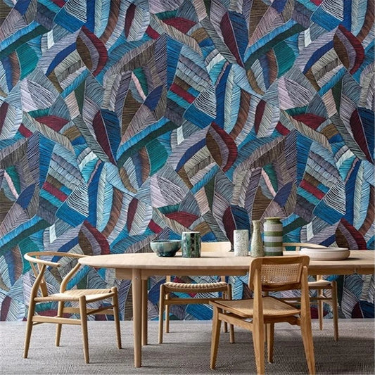 Papier peint feuille de bananier bleu