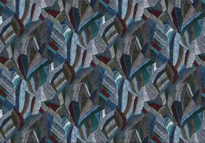 Papier peint feuille de bananier bleu motif