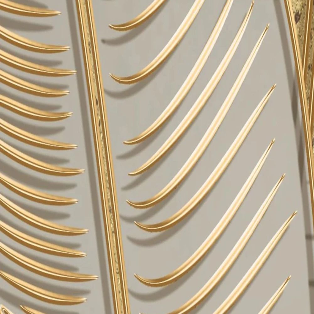 Papier peint feuille de bananier dore motif