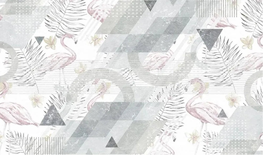 Papier peint flamant rose noir et blanc motif