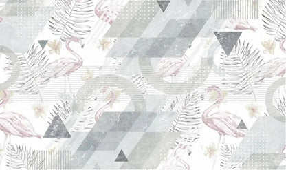 Papier peint flamant rose noir et blanc motif