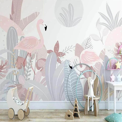 Papier peint flamant rose pour chambre d'enfant