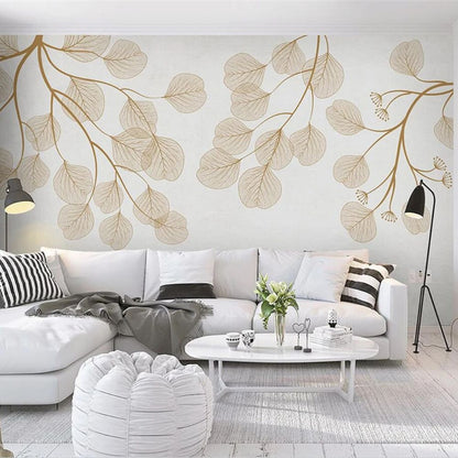 Papier peint ginkgo beige