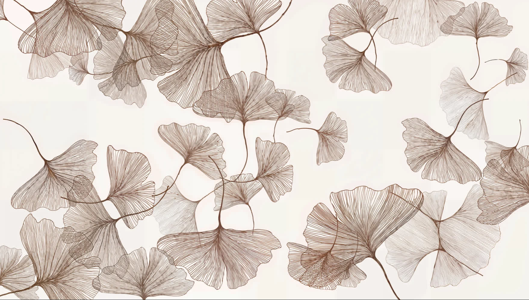 Papier peint ginkgo blanc motf