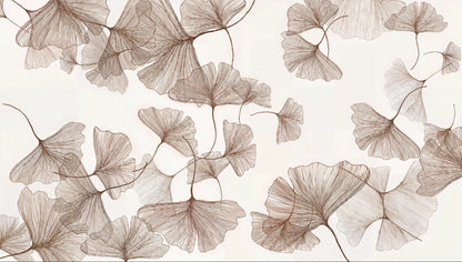 Papier peint ginkgo blanc motf