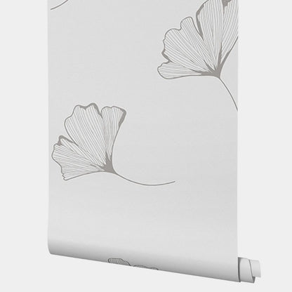 Papier peint ginkgo gris motif