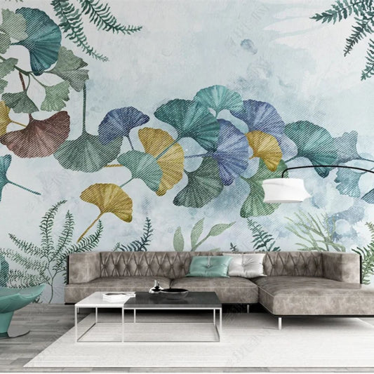 Papier peint ginkgo intisse