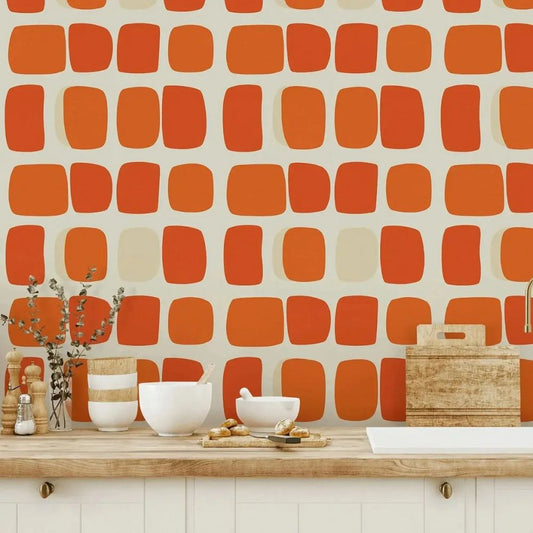 Papier peint graphique terracotta