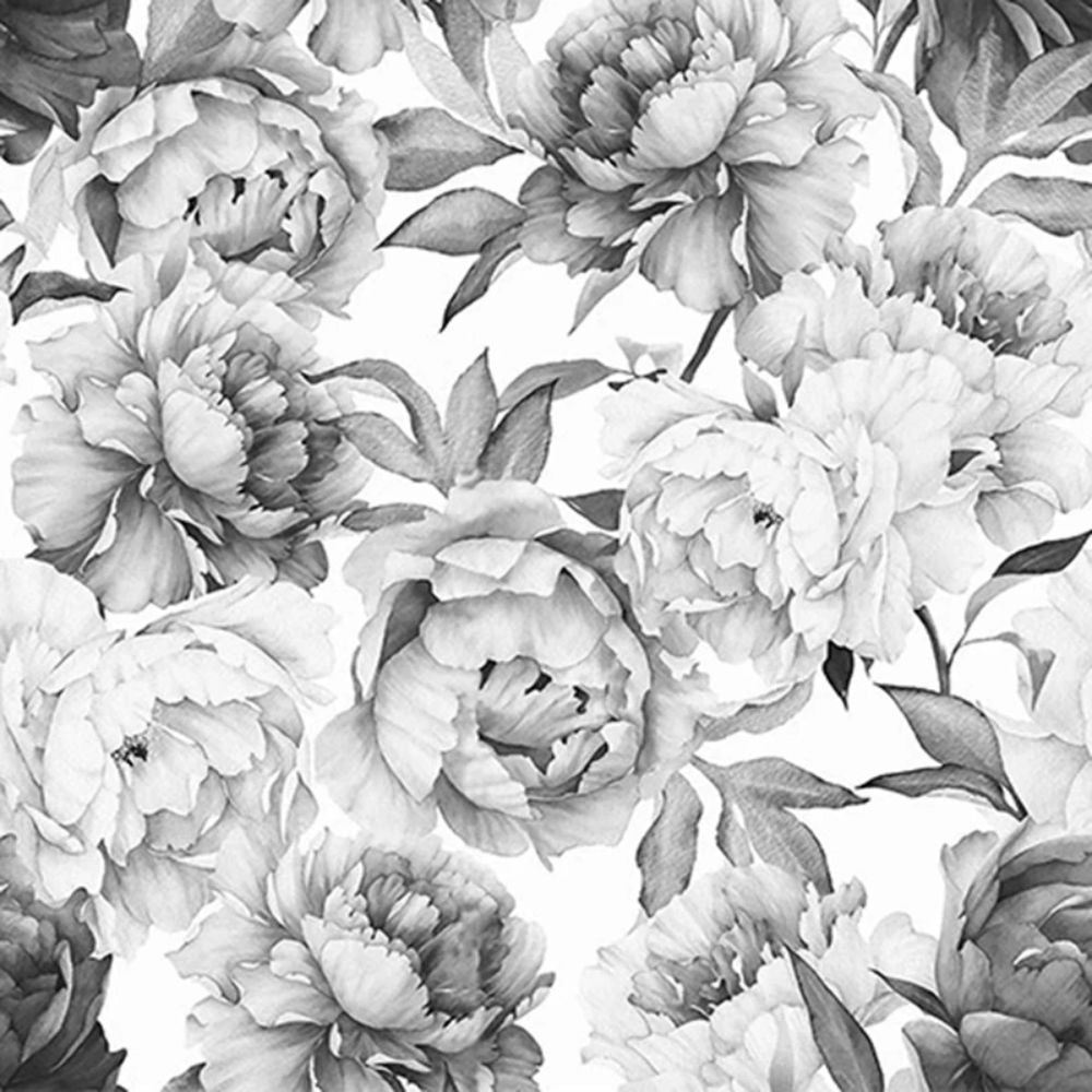 Papier peint grosses fleurs blanches motif