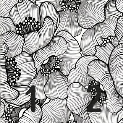 Papier peint grosses fleurs noir et blanc chic motif