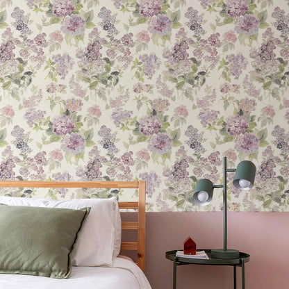 Papier peint grosses fleurs vintage chambre