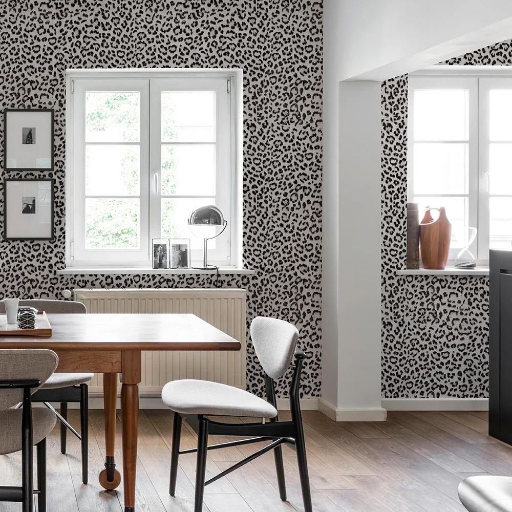 Papier peint léopard noir et blanc