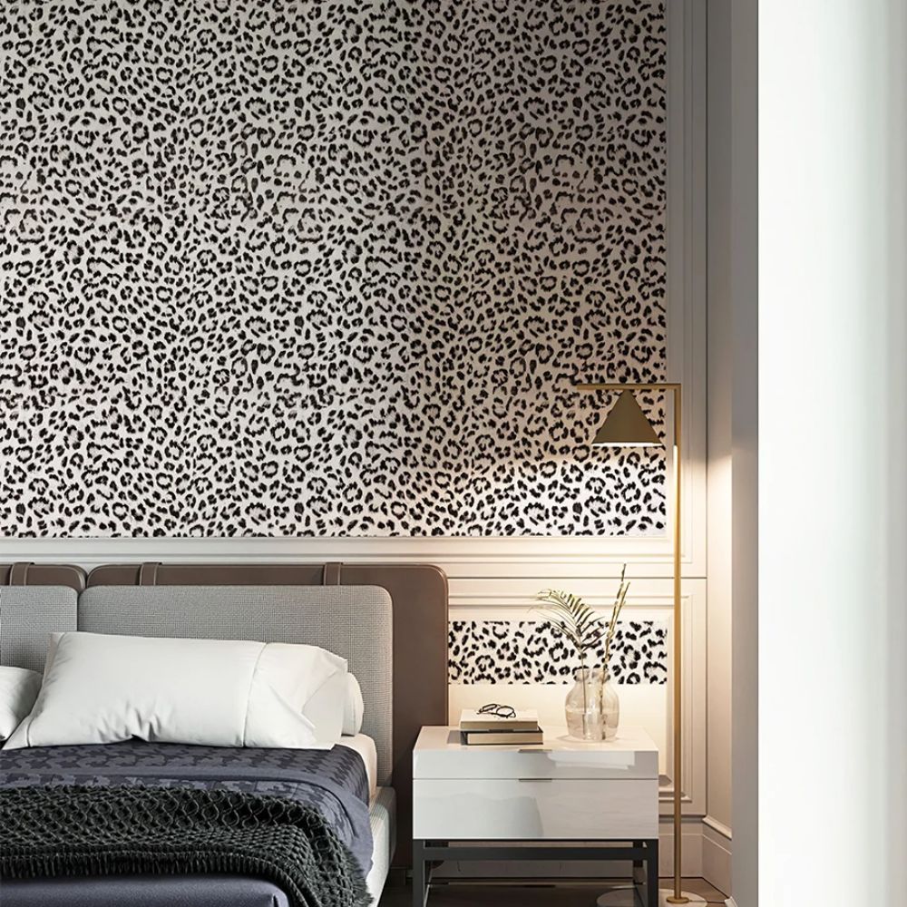 Papier peint léopard noir et blanc chambre