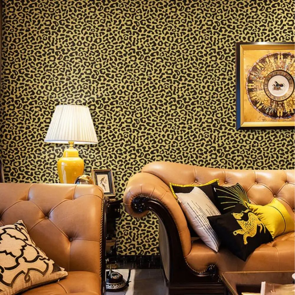 Papier peint leopard jaune