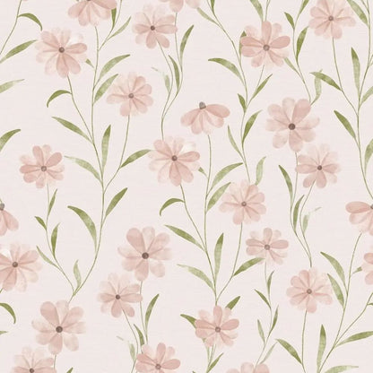 Papier peint liberty rose poudré motif