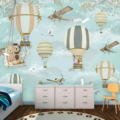 Papier peint montgolfiere animaux