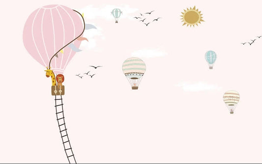 Papier peint montgolfiere lion motif