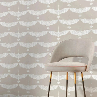 Papier peint motif de grue blanche