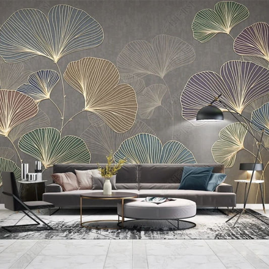 Papier peint motif ginkgo biloba