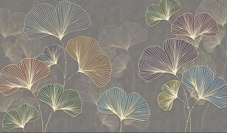 Papier peint motif ginkgo biloba