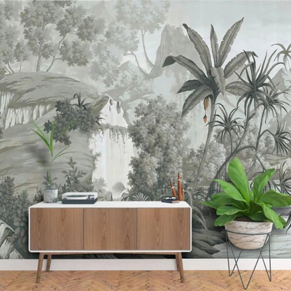 Papier Peint Jungle Noir et Blanc