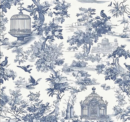 Papier peint motif toile de jouy motif